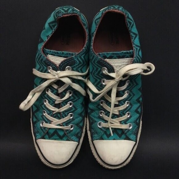 Converse All-Star - Men Sz 7.5/Women Sz 9.5-Teal Chevron Print Low Skate-146758C - Picture 4 of 8